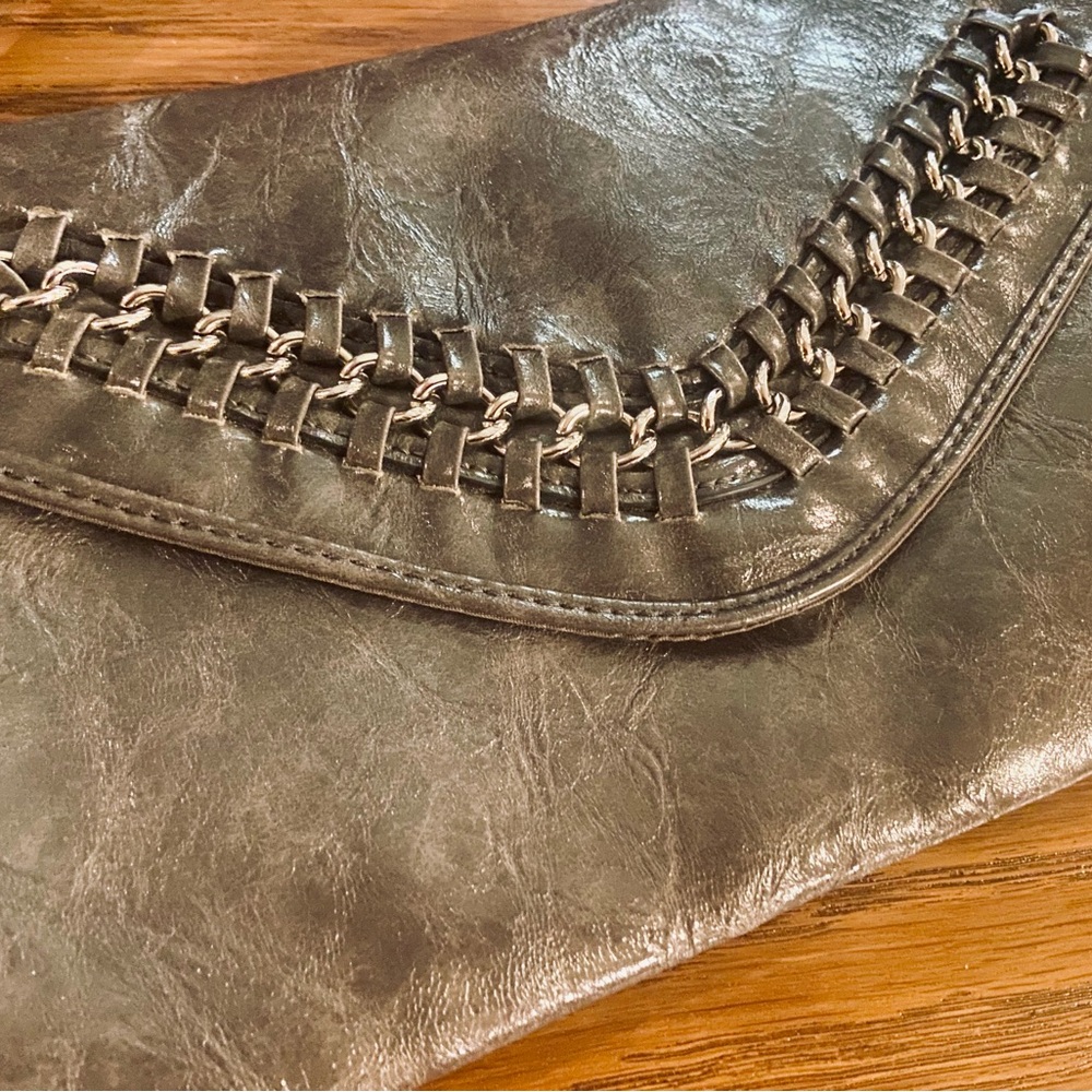 Nicole Miller Gray Chain-Embellished Women's Clutch